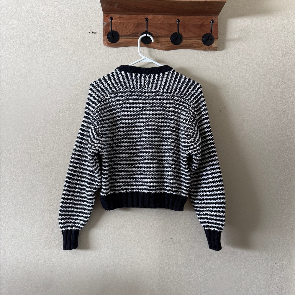 Pistola Black White Striped 100% Cotton Chunky Knit Sweater size XS Minimalist - Picture 2 of 5